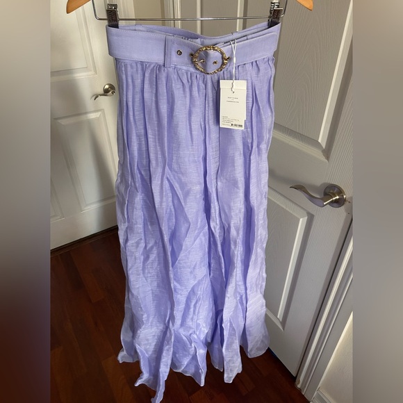 NWT Zimmermann Belted Linen Organza Maxi in Periwinkle Skirt 0 US4 - Picture 16 of 16